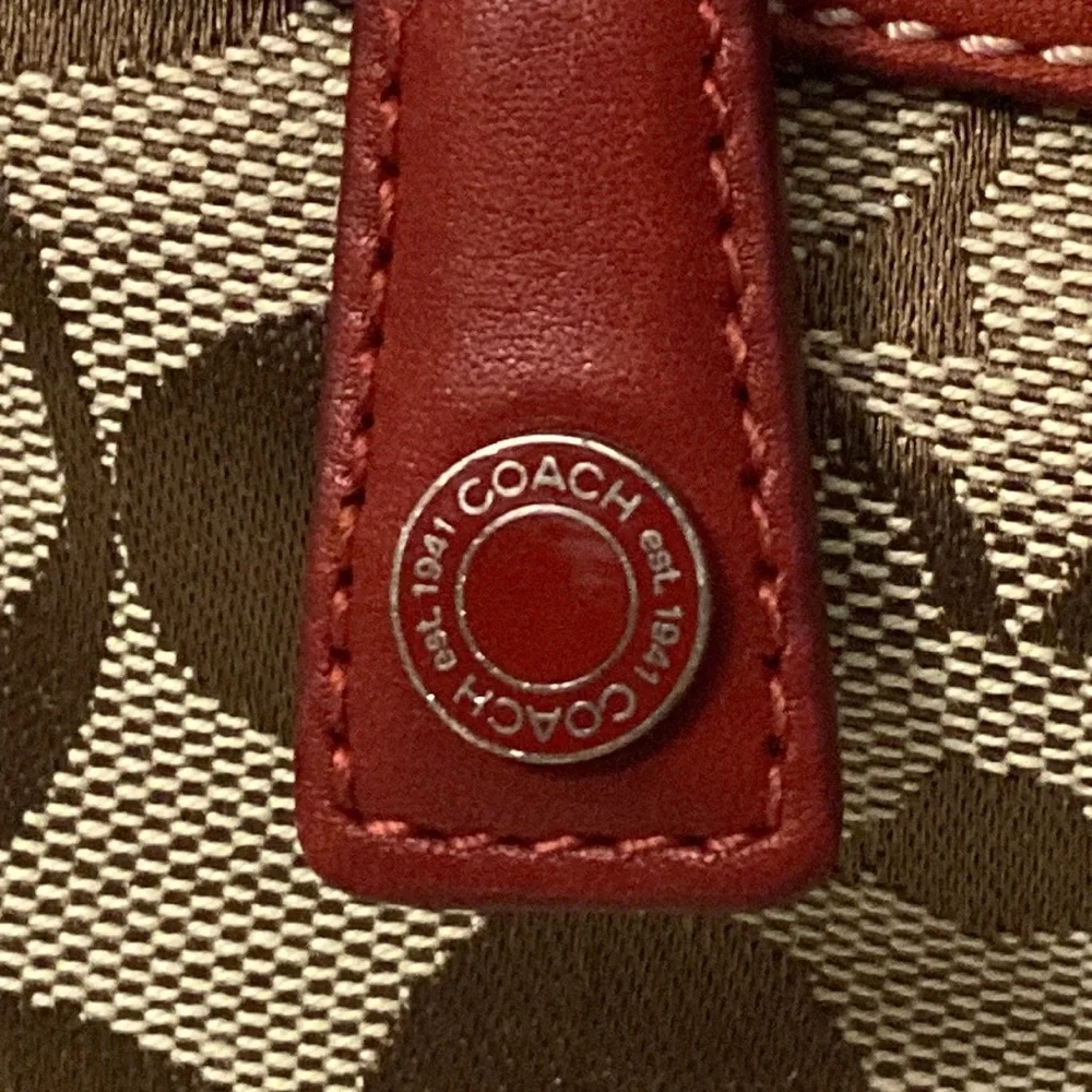 Coach Signature Soho Hobo Shoulder
Bag Red Tan Monogram K1K-6070 - Picture 3 of 13